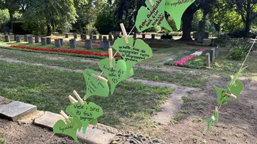 Friedensbotschaften auf Ginkgoblättern